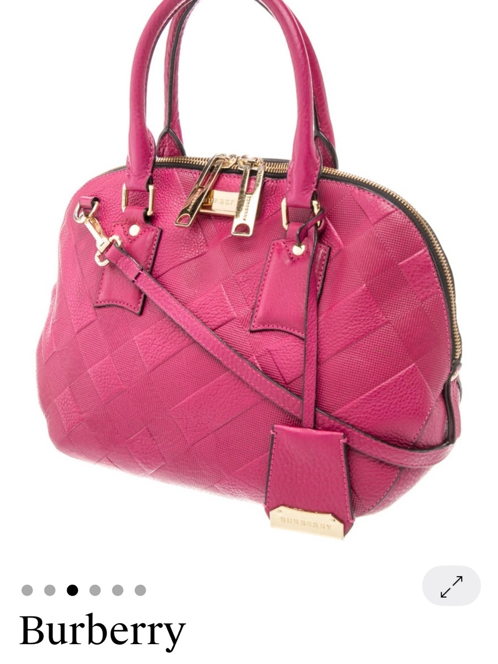 Burberry Heritage Grain Hot Pink Quilted Leather Bowling Satchel Gold Hardware - Picture 2 of 5